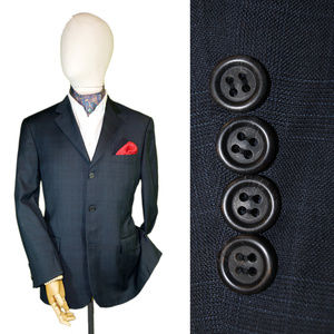 BURBERRY LONDON 40R BLUE CHECK KENSINGTON BLAZER